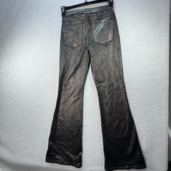 NWT $70 American Eagle Womens Flare Pants Sz 2 High Waisted Glitter Glam Disco - Picture 9 of 13